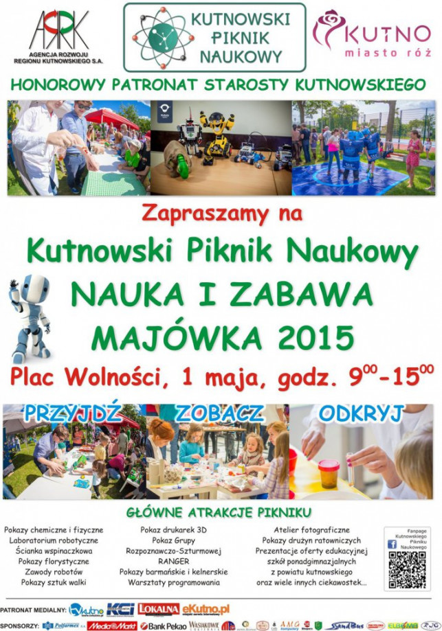 Pod naszym patronatem: Kutnowski Piknik Naukowy "Nauka i Zabawa - Majówka 2015" - Zdjęcie główne
