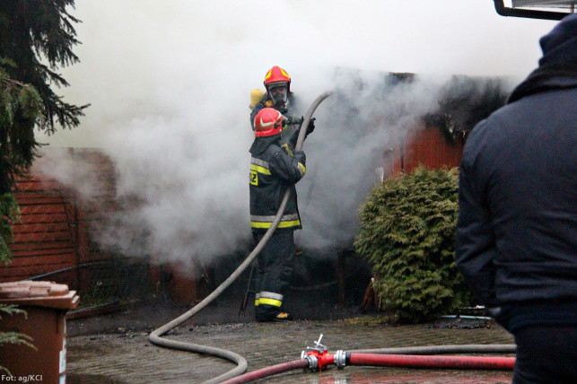 Pożar w Gołębiewie - spłonął garaż i samochód - Zdjęcie główne