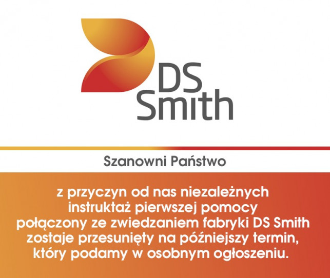 Przesuniecie terminu instruktażu pierwszej pomocy i wycieczki po fabryce DS SMITH w Kutnie - Zdjęcie główne
