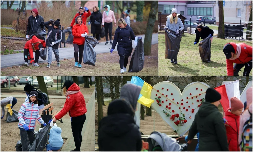 Gest wdzięczności uchodźców z Ukrainy. Wspólnie wysprzątali kutnowski park [ZDJĘCIA] - Zdjęcie główne