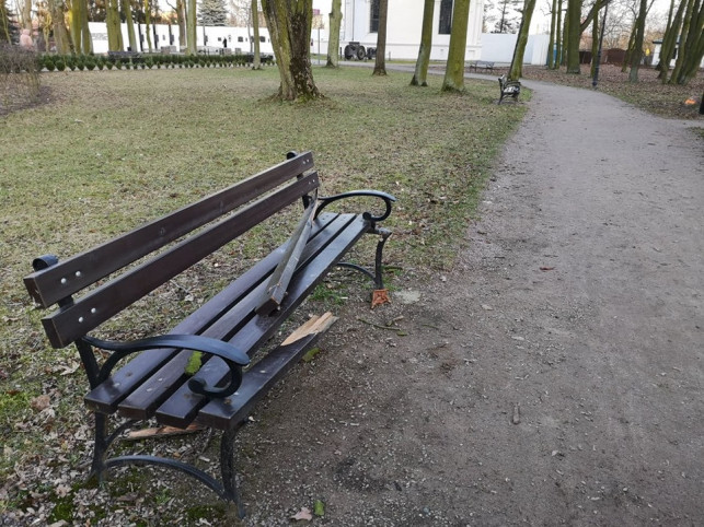 [FOTO] "Przeszkadza Ci ławka? Połam ją!" Wandale dali popis w parku  - Zdjęcie główne