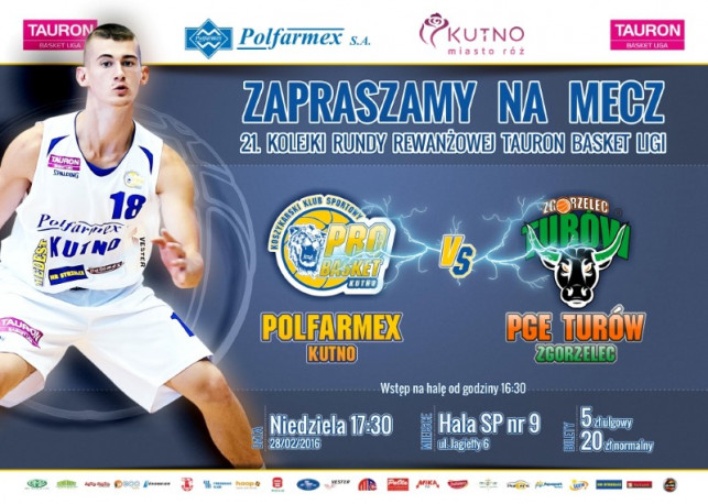 Sprzedaż biletów na mecz Polfarmex Kutno – PGE Turów Zgorzelec  - Zdjęcie główne