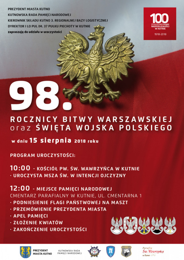 Kutno uczci rocznicę Bitwy Warszawskiej i Święto Wojska Polskiego - Zdjęcie główne