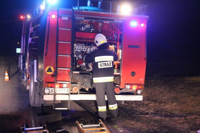 Nocne akcje strażaków. Pożar w gminie Bedlno, pomoc w sąsiednim powiecie - Zdjęcie główne