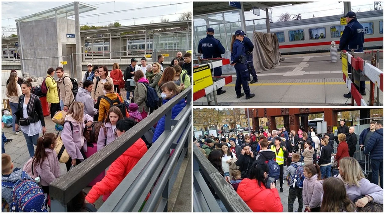 Ewakuacja z pociągu z uchodźcami w Kutnie. Kilkaset osób na dworcu, policja prowadzi działania [ZDJĘCIA/WIDEO] - Zdjęcie główne
