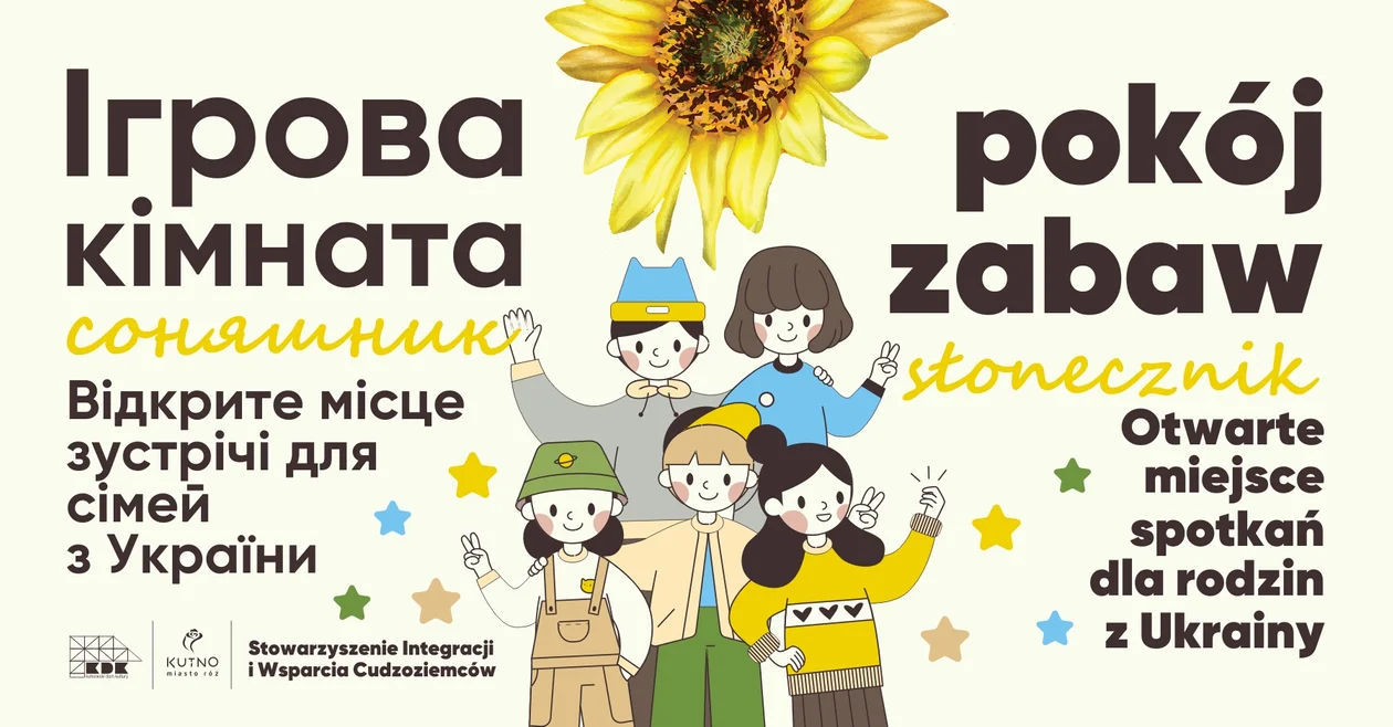 "Słonecznik" - pokój zabaw! Otwarte miejsce spotkań dla rodzin z Ukrainy w Kutnie - Zdjęcie główne
