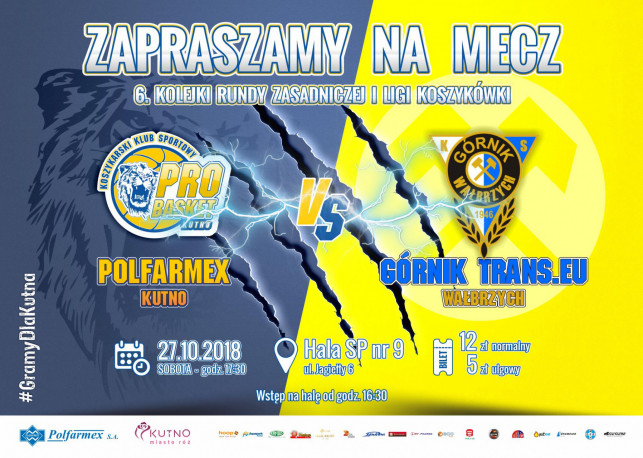 Sprzedaż biletów na mecz Polfarmex Kutno – Górnik Trans.eu Wałbrzych  - Zdjęcie główne