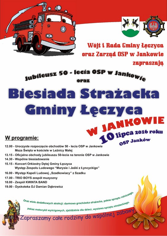 Zaproszenie na Biesiadę Strażacką Gminy Łęczyca - Zdjęcie główne