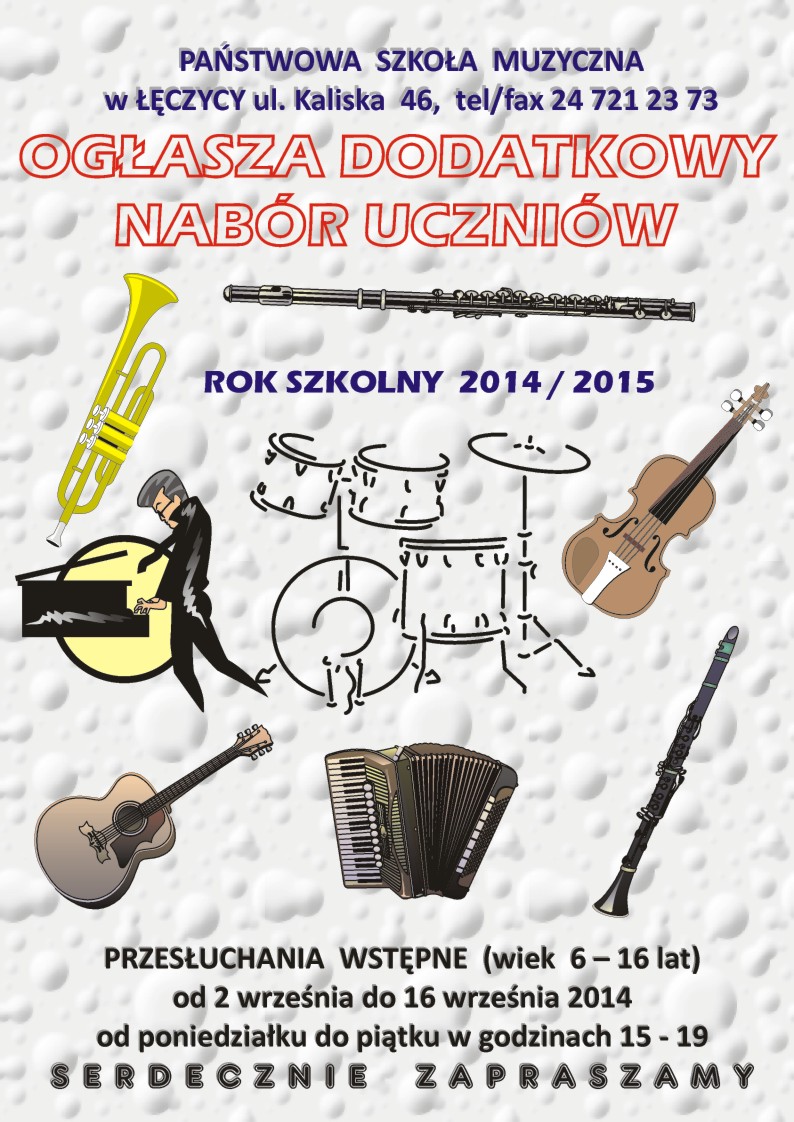 Trwa nabór uczniów do Państwowej Szkoły Muzycznej w Łęczycy - Zdjęcie główne