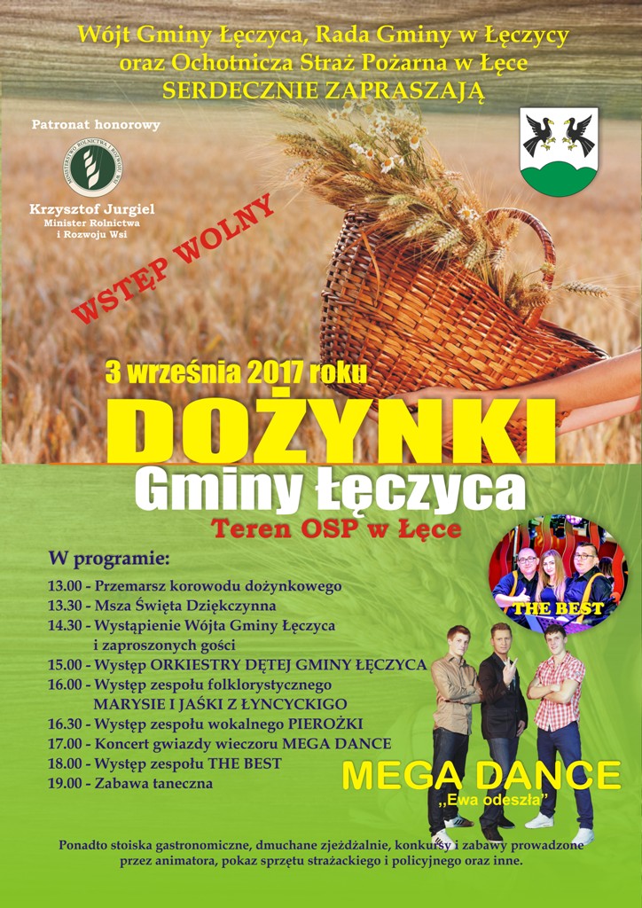 Zaproszenie na dożynki w gminie Łęczyca  - Zdjęcie główne