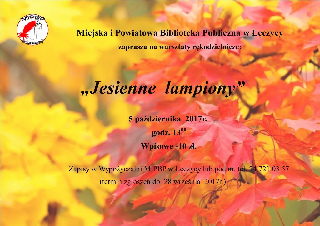 Zaproszenie na warsztaty rękodzielnicze - "Jesienne lampiony" - Zdjęcie główne