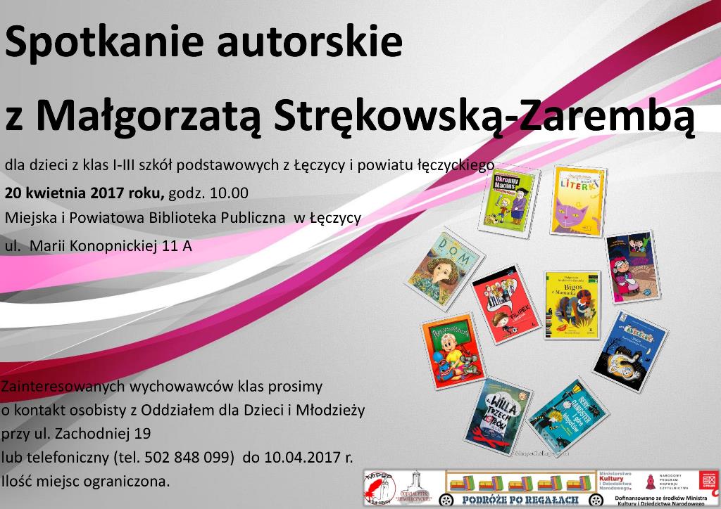 Zaproszenie na spotkanie autorskie z Małgorzatą Strękowską-Zarembą - Zdjęcie główne