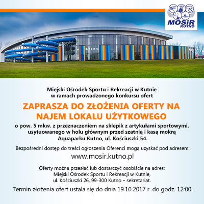 MOSiR - Zapraszado złożenia oferty na najem lokalu użytkowego. - Zdjęcie główne