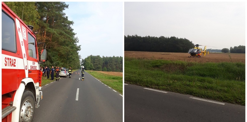 Próbowali ratować życie mężczyźnie. Helikopter lądował w pobliżu drogi - Zdjęcie główne