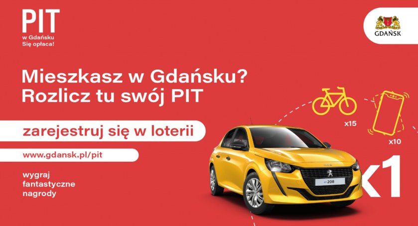 Kolejna loteria PIT dla rozliczających się w Gdańsku. Do wygrania elektryczny Peugeot - Zdjęcie główne