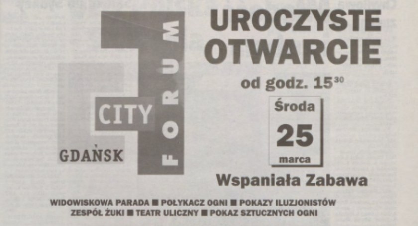 City Forum ma już 25 lat. Historia jednego z pierwszych centrów handlowych w Gdańsku - Zdjęcie główne