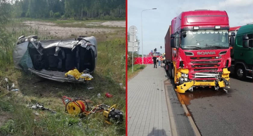 Stogi. Poważny wypadek auta osobowego z ciężarowym  - Zdjęcie główne