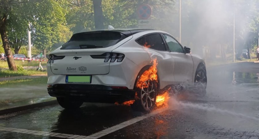 Pożar elektrycznego Forda Mustanga na stacji benzynowej [WIDEO] - Zdjęcie główne