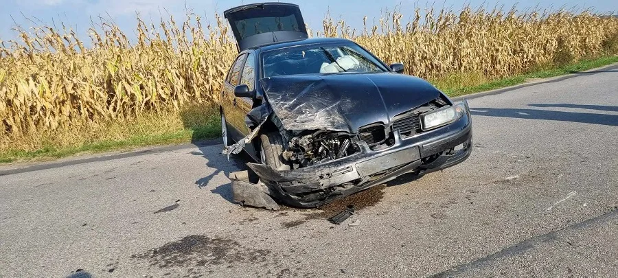 Groźny wypadek w powiecie piotrkowskim. Kierowca zakleszczony w pojeździe [ZDJĘCIA] - Zdjęcie główne