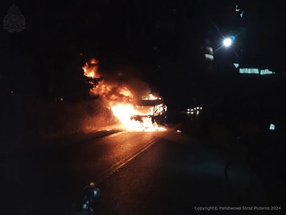 Pożar busa w Piotrkowie. Straty to blisko 50 tysięcy - Zdjęcie główne