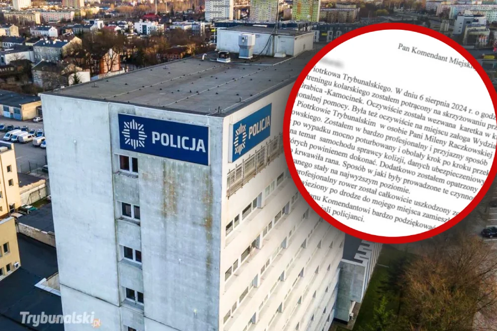 Komendant policji w Piotrkowie otrzymał list. Chodzi o wypadek drogowy - Zdjęcie główne