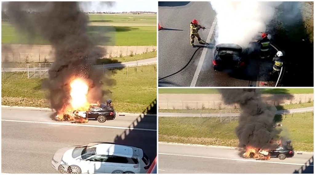 Łódzkie. Na autostradzie spłonął samochód wart 200 tysięcy złotych. Zobacz wideo - Zdjęcie główne