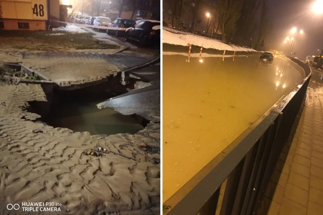 UWAGA! Poważna awaria wodociągowa w Łodzi. Marznąca woda wylała się na ulice! [zdjęcia] - Zdjęcie główne