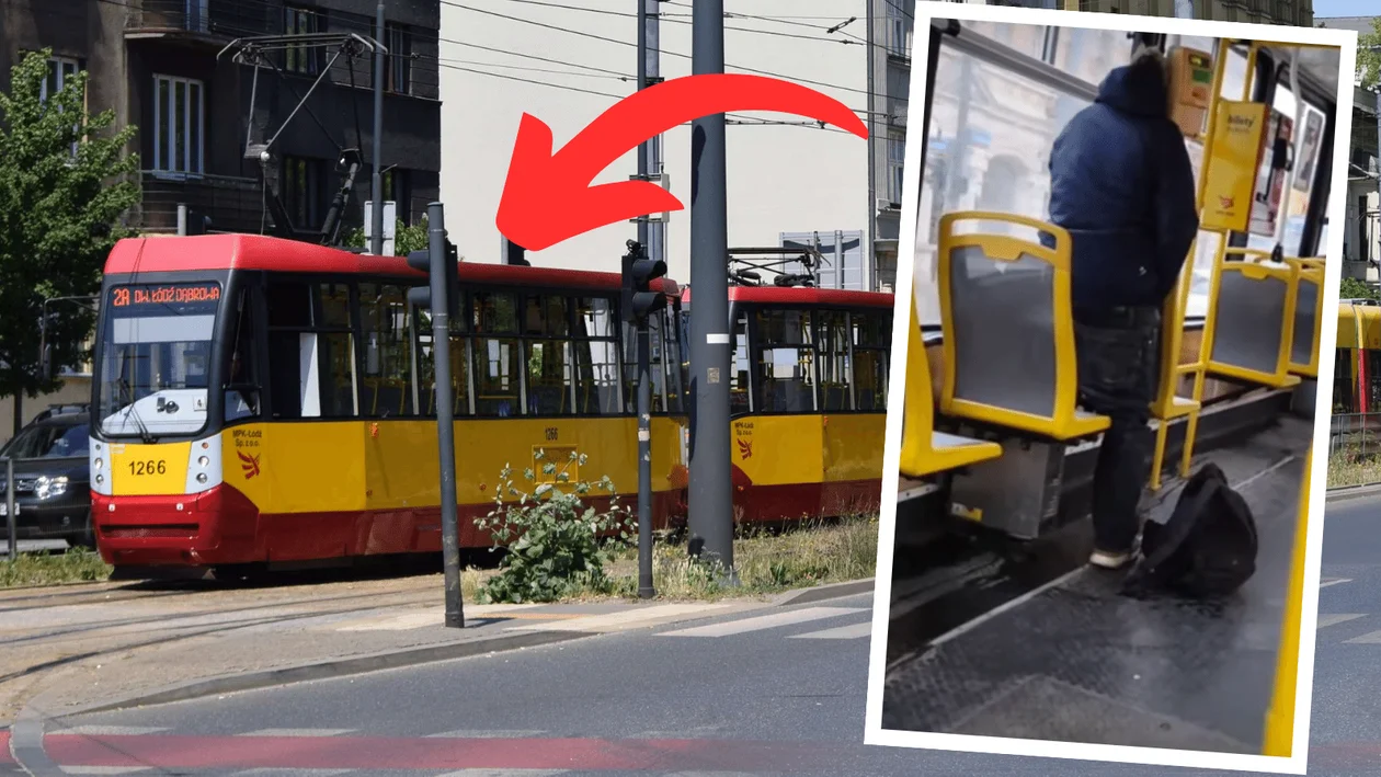 Nagranie z tramwaju MPK Łódź, które jeży włos na głowie. Jeden z pasażerów nagle wstał i nasikał na podłogę [WIDEO] - Zdjęcie główne