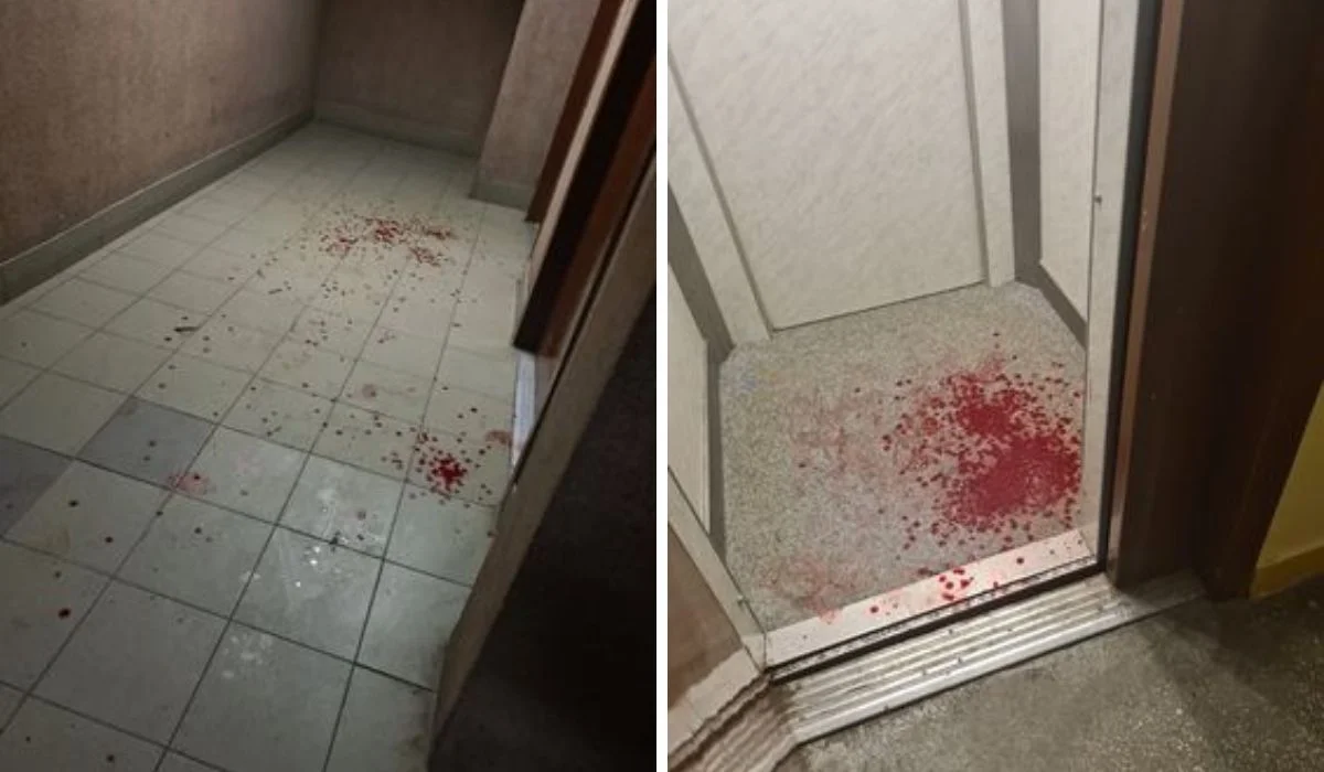„Obie windy zalane krwią” przy Tramwajowej w Łodzi. Mamy komentarz policji [wideo | zdjęcia] - Zdjęcie główne