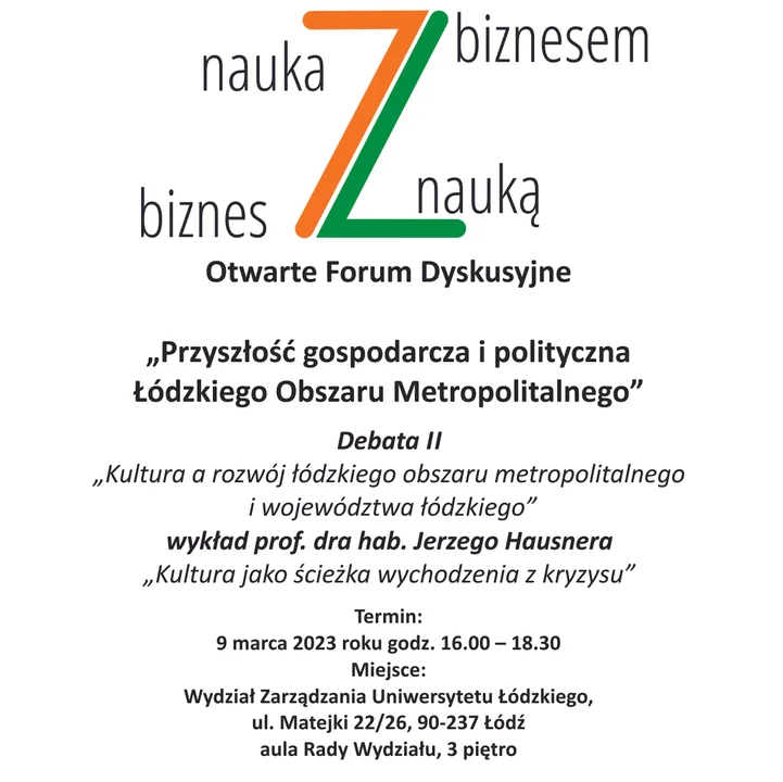 II otwarta debata:  „Kultura a rozwój łódzkiego obszaru metropolitalnego i województwa łódzkiego” - Zdjęcie główne